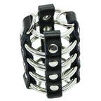 OHMAMA FETISH - PENISKÄFIG MIT METALLRINGEN UND LEDERRIEMEN