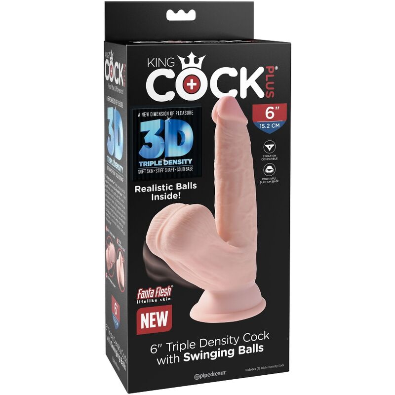 KING COCK - PLUS 3D DILDO SCHWINGENDE KUGELN 12,7 CM
