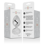 INTENSE - ALUMINUM METAL ANAL PLUG WITH SILVER CRYSTAL SIZE L