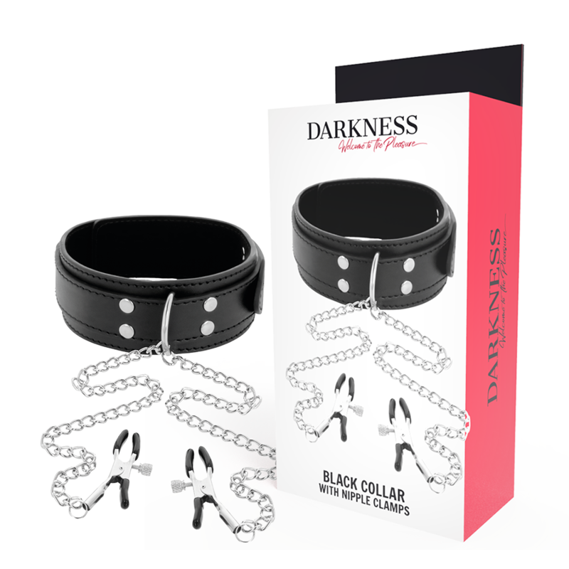 DARKNESS - HALSBAND MIT NIPPELKLAMMER SCHWARZ
