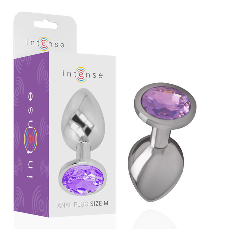 INTENSE - ALUMINIUM-METALL-ANALPLUG MIT VIOLETTEM KRISTALL GRÖSSE M