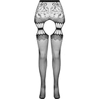 PASSION - S027 BLACK TIGHTS WITH GARTER ONE SIZE