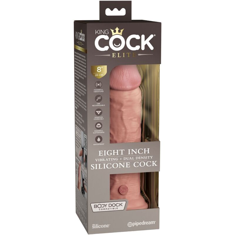 KING COCK - ELITE REALISTISCHER DILDO VIBRIEREND &amp; SILIKON 20,3 CM