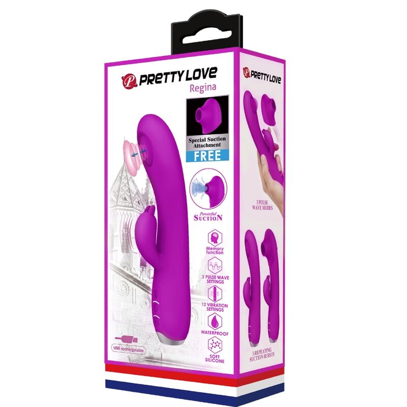 PRETTY LOVE - REGINA RECHARGEABLE VIBRATOR-SUCTION GEL PURPLE