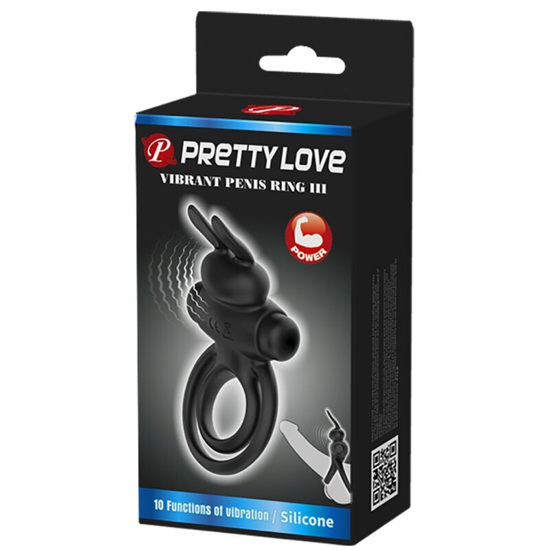 PRETTY LOVE - VIBRATOR III RABBIT RING FÜR SCHWARZEN PENIS