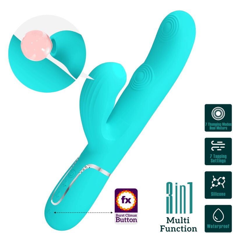 PRETTY LOVE - PERLITA MULTIFUNKTIONS-3-IN-1-G-PUNKT-VIBRATOR AQUAGRÜN