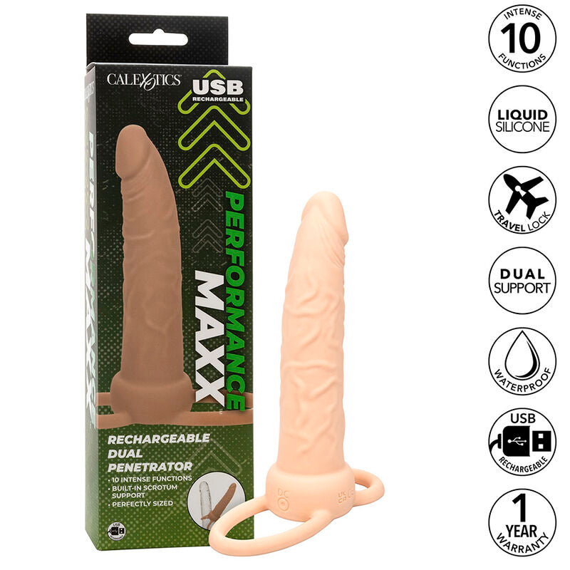 CALEXOTICS - PERFORMANCE MAXX WIEDERAUFLADBARER DUAL PENETRATOR HELLE HAUT