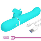 PRETTY LOVE - MULTIFUNKTIONS-RABBIT-VIBRATOR 4 IN 1 SCHMETTERLING AQUAGRÜN