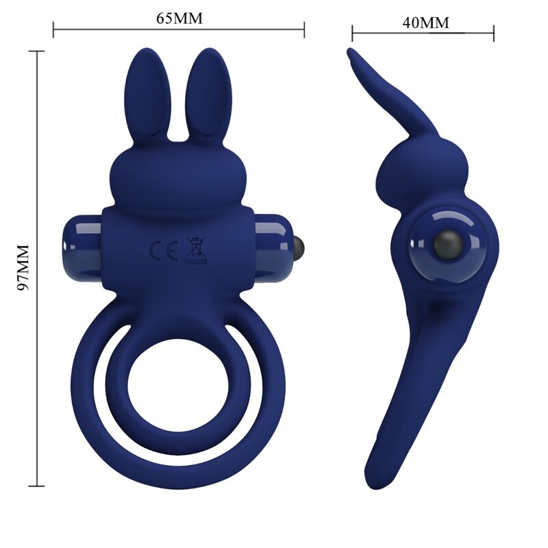PRETTY LOVE - DAREY DOUBLE VIBRATING RING RABBIT BLUE