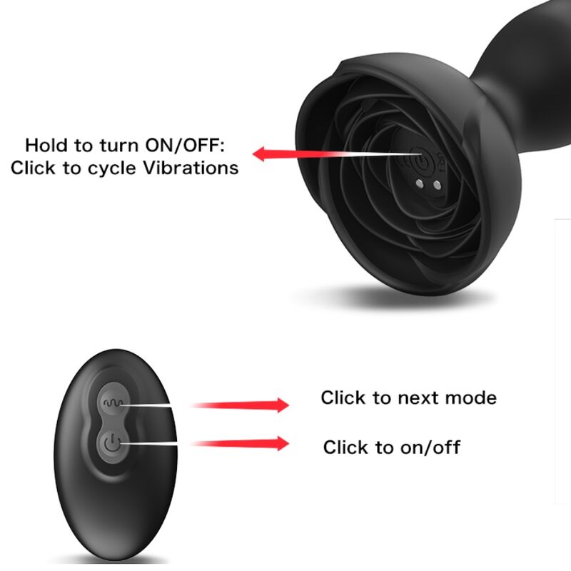 ARMONY - EXTREME A BLOOM ROSE VIBRATOR &amp; ANAL PLUG FERNBEDIENUNG SCHWARZ