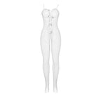SUBBLIME - 951740 BODYSTOCKING WHITE FISHNET CROTCHLESS WITH BOWS ONE SIZE