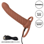 CALEXOTICS - MAXX RIBBED DUAL PENETRATOR 10 VIBRATIONS BROWN