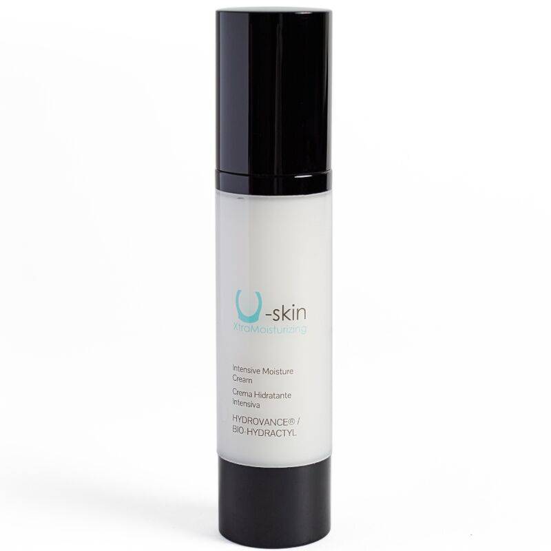 500 COSMETICS U-Skin XtraMoisturizing Healing Cream for all tattooed skin types, shown in a jar with a smooth cream texture.
