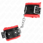 KINK - HEAVY WRIST RESTRAINTS WITH RED FUR LINED ADJUSTABLE 20-30 CM X 6 CM