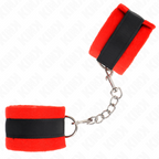 KINK - BEGINNER PELZ HANDFESSELN SCHWARZ-ROT 30 X 7 CM