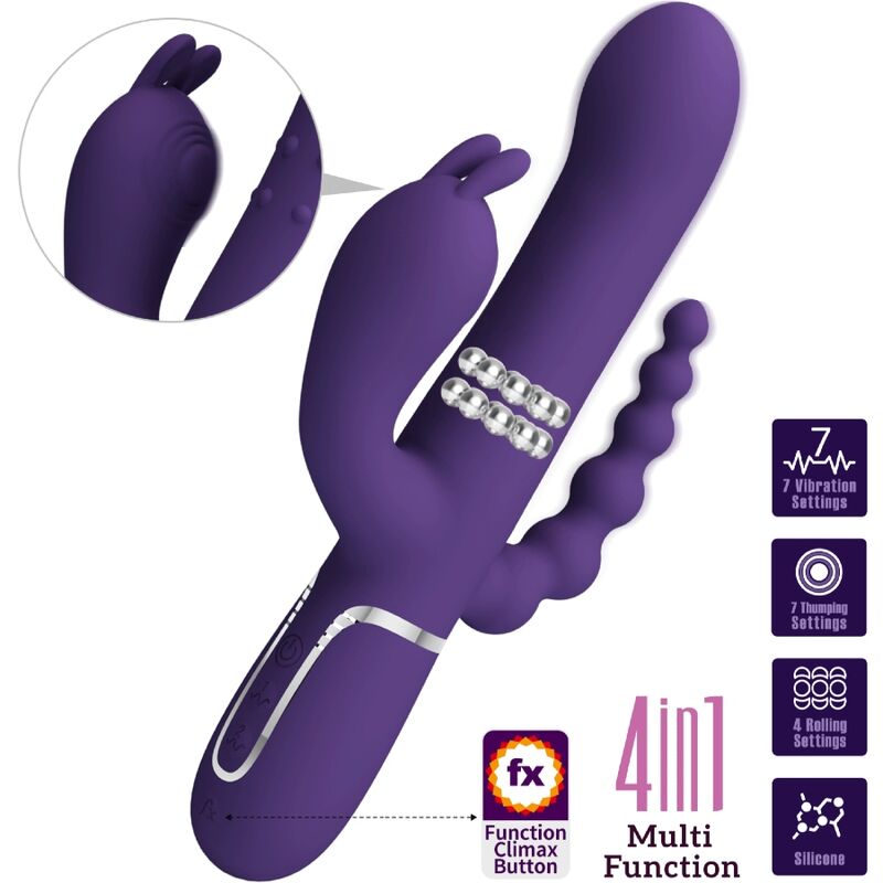 PRETTY LOVE - CAMMY DREIFACHVIBRATOR MULTIFUNKTION 4 IN 1 LILA