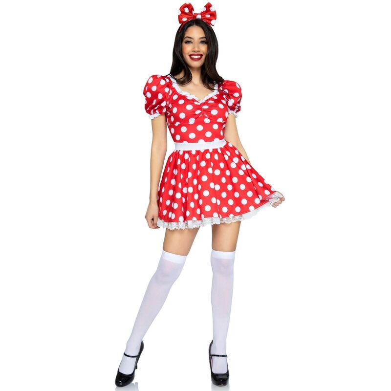 LEG AVENUE - POLKA DOT DRESS + HEADBAND RED/WHITE M
