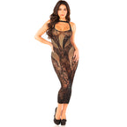 LEG AVENUE - SEAMLESS FITTED LONG DRESS BLACK ONE SIZE