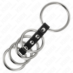 KINK - 5 PENIS RINGS 3.7 CM TO 5 CM METAL CONNECTED BY LEATHER