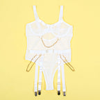 SUBBLIME - 954291 BODY WITH CHAINS + GARTER BELT WHITE L/XL