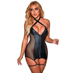 SUBBLIME - 954451 SEXY MESH DRESS LEATHER BLACK L/XL