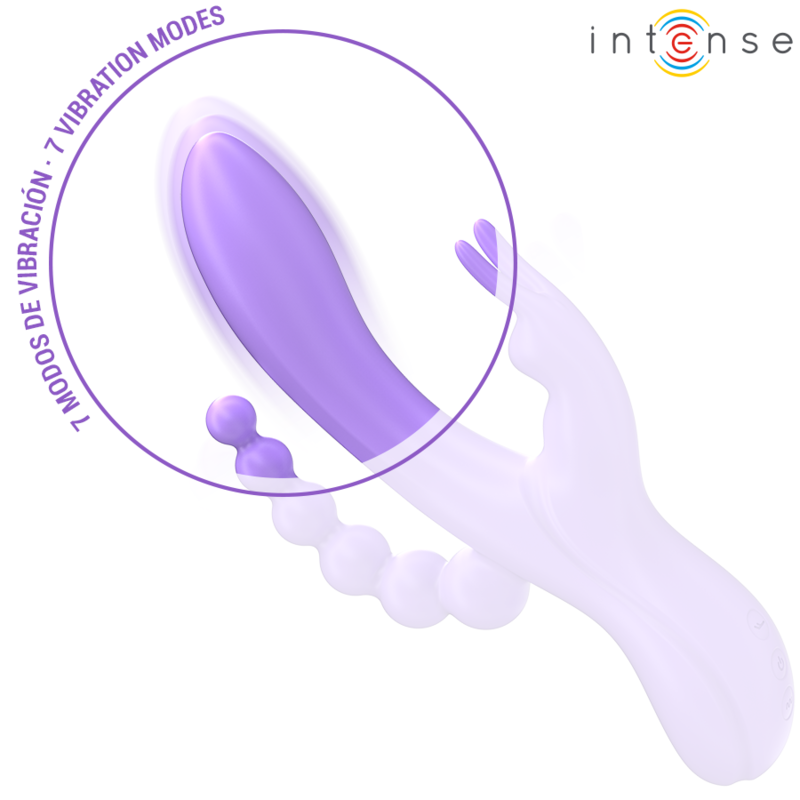 INTENSE - MIKO DREIFACHVIBRATOR RABBIT &amp; STIMULATOR &amp; ANAL 7 VIBRATIONEN LILA