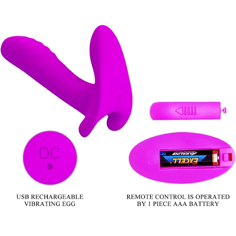 PRETTY LOVE - MASSAGER &amp; VIBRATOR 12 VIBRATIONEN FERNBEDIENUNG LILA