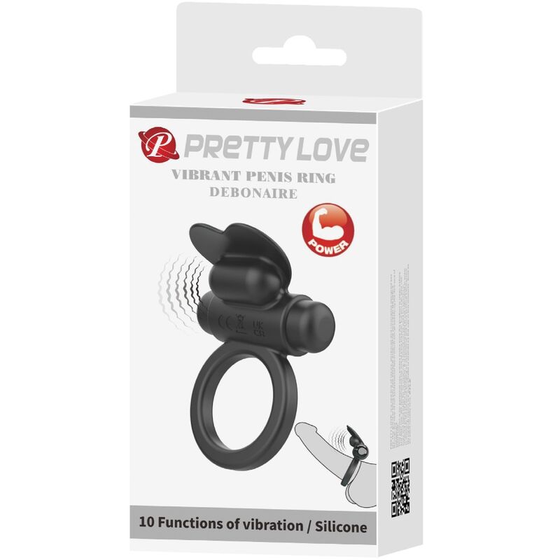 PRETTY LOVE - DEBONAIRE VIBRATING RING RABBIT 10 VIBRATIONS BLACK