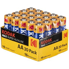 KODAK - MAX ALKALINE BATTERY AA LR6 PACK*20 BATTERIES