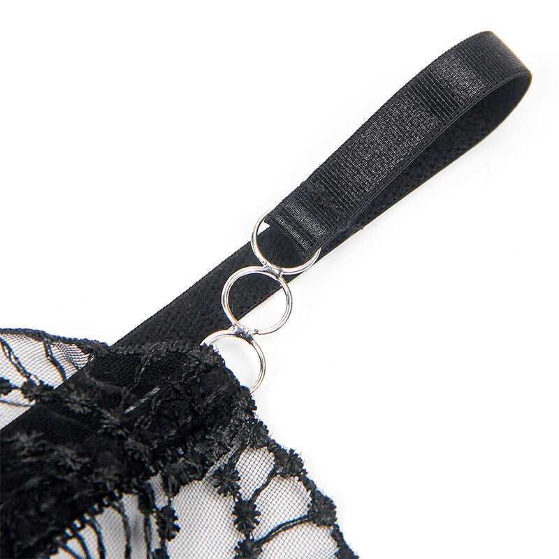 SUBBLIME - 955229 TRANSPARENT BODYSUIT WITH HOLLOW LACE BLACK L/XL