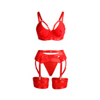 SUBBLIME - 955250 RED BONDAGE BRA WITH GARTER SET S/M
