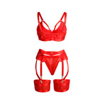 SUBBLIME - 955267 RED BONDAGE BRA WITH GARTER SET L/XL