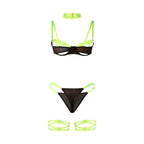SUBBLIME - 955274 BRA SET WITH NECKLACE AND LEG DETAILS FLUORESCENT GREEN S/M