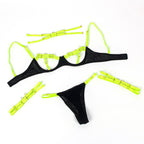 SUBBLIME - 955281 BRA SET WITH NECKLACE AND LEG DETAILS FLUORESCENT GREEN L/XL