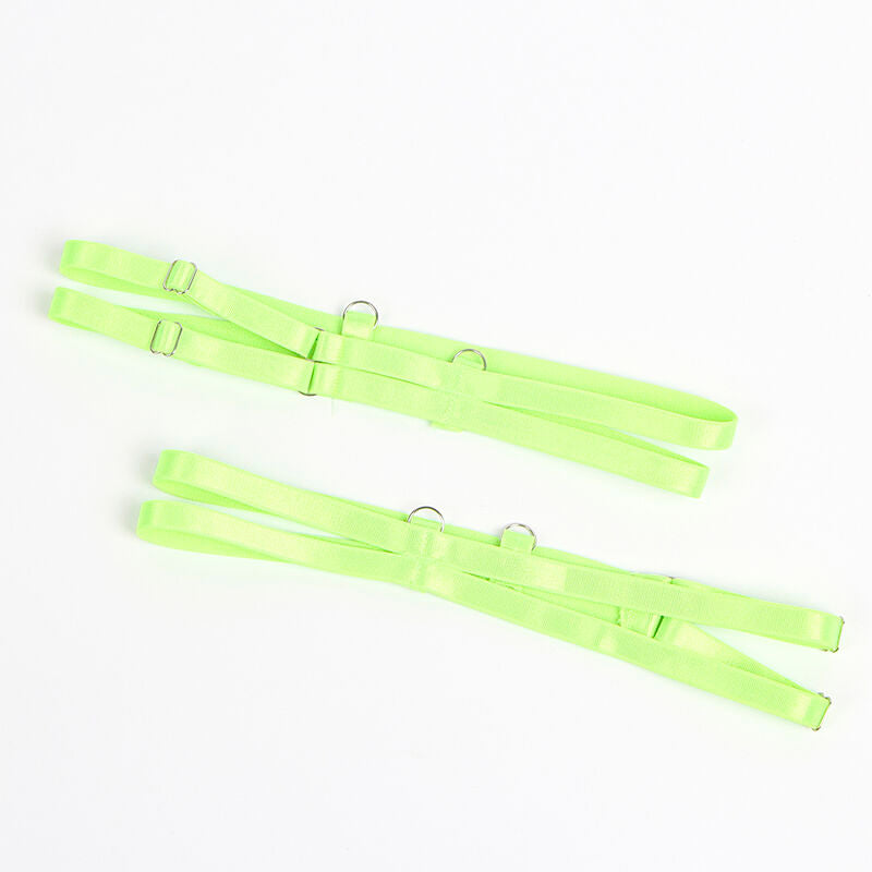 SUBBLIME - 955328 BRA SET WITH LACE AND GARTER LINES GREEN AND BLUE L/XL