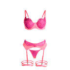 SUBBLIME - 955359 SET OF BRA WITH LACE AND GARTER LINKS PINK AND PURPLE S/M