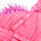 SUBBLIME - 955366 BRA SET WITH LACE AND GARTER LINES PINK AND PURPLE L/XL