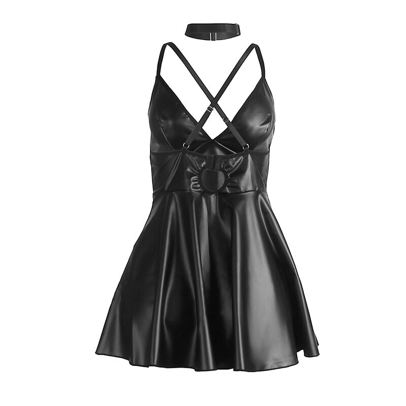 SUBBLIME - 955373 DRESS WITH BLACK LEATHER STRAPS S/M