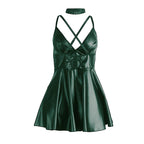 SUBBLIME - 955434 DRESS WITH GREEN LEATHER STRAPS S/M