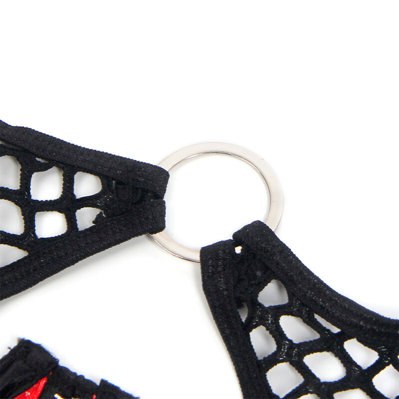 SUBBLIME - 955533 RED PATENT LEATHER MESH ZIPPER BRA SET S/M