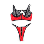 SUBBLIME - 955540 RED PATENT LEATHER MESH ZIPPER BRA SET L/XL