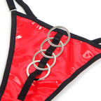 SUBBLIME - 955540 RED PATENT LEATHER MESH ZIPPER BRA SET L/XL