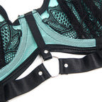 SUBBLIME - 955564 GREEN PATENT LEATHER MESH ZIPPER BRA SET L/XL