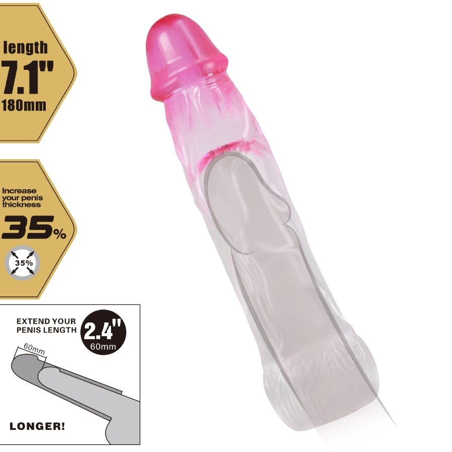 PRETTY LOVE - NERON REALISTIC 6 CM ENLARGEMENT SHEATH FOR  PENIS PINK