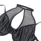 SUBBLIME - 957582 LEATHER BRA AND SKIRT SET BLACK S/M