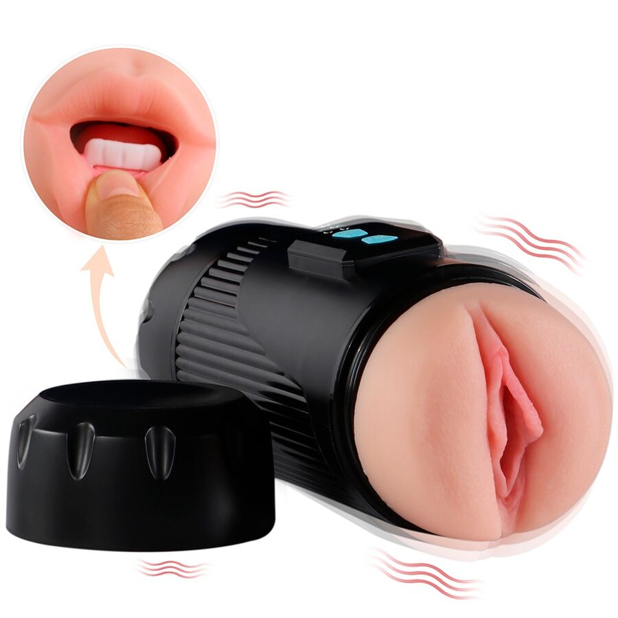 SHEQU - KAY DOUBLE MASTURBATOR WITH DUAL MOUTH AND VAGINA VIBRATION