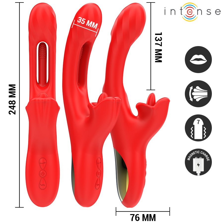 INTENSE - JESSICA MULTIFUNCTION VIBRATOR CLITORIS STIMULATION 24.8 CM RED