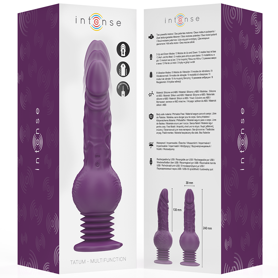 INTENSE - TATUM MULTIFUNKTIONSVIBRATOR MIT AUF- UND ABVIBRATION 24 CM LILA