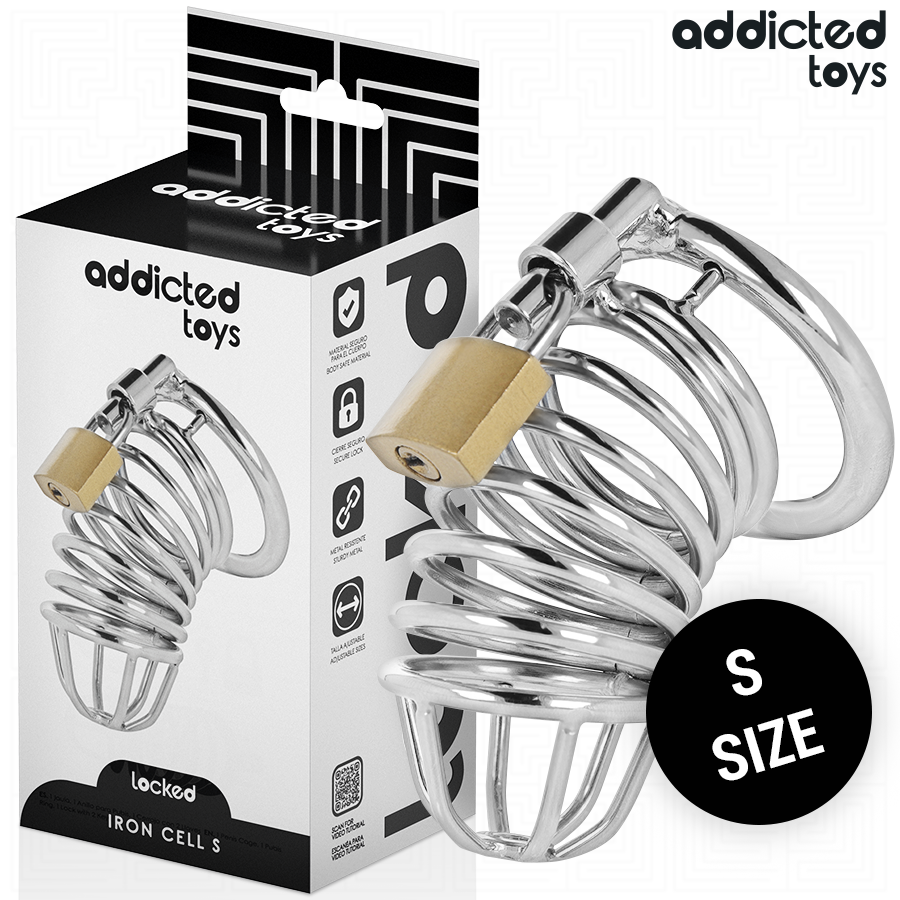 ADDICTED TOYS LOCKED - IRON CELL METAL PENIS CAGE 4 CM SIZE S