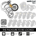 ADDICTED TOYS LOCKED - SILVER LOCK METAL PENIS CAGE SIZE S